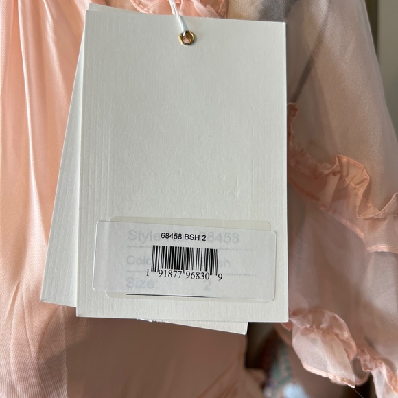 NWT Mac Duggal 2 Apricot Ruffle High Neck Prairie Period Dress 68458 68425 68222 - Picture 9 of 9